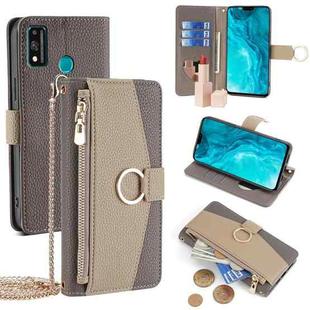 For Honor 9X Lite Crossbody Litchi Texture Leather Phone Case(Grey)