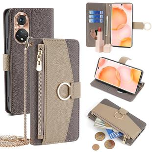 For Honor 50 Crossbody Litchi Texture Leather Phone Case(Grey)