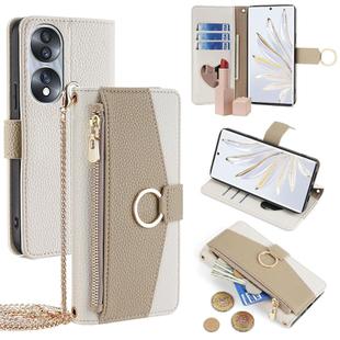 For Honor 70 Crossbody Litchi Texture Leather Phone Case(White)
