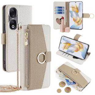 For Honor 90 5G Crossbody Litchi Texture Leather Phone Case(White)