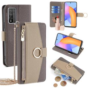 For Honor 10X Lite Crossbody Litchi Texture Leather Phone Case(Grey)