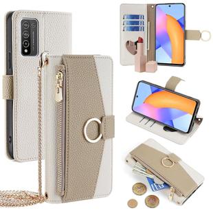 For Honor 10X Lite Crossbody Litchi Texture Leather Phone Case(White)