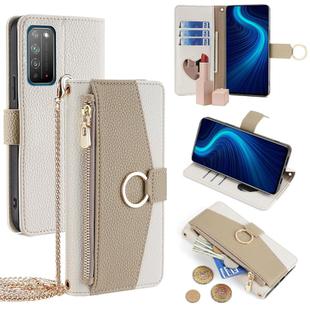 For Honor X10 5G Crossbody Litchi Texture Leather Phone Case(White)