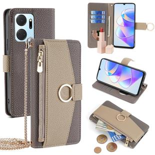For Honor X7a Crossbody Litchi Texture Leather Phone Case(Grey)