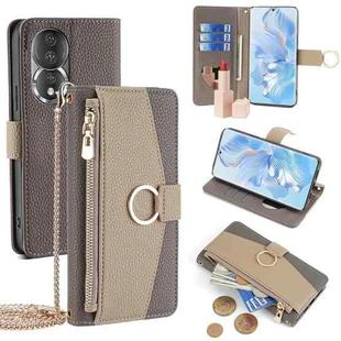 For Honor 80 Crossbody Litchi Texture Leather Phone Case(Grey)