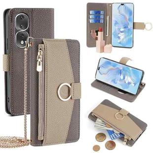 For Honor 80 Pro Crossbody Litchi Texture Leather Phone Case(Grey)