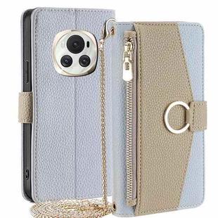 For Honor Magic6 5G Crossbody Litchi Texture Leather Phone Case(Blue)