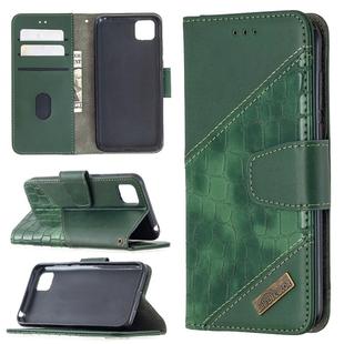 For Huawei Y5P Matching Color Crocodile Texture Horizontal Flip PU Leather Case with Wallet & Holder & Card Slots(Green)