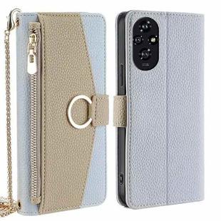 For Honor 200 5G Crossbody Litchi Texture Leather Phone Case(Blue)