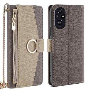 For Honor 200 5G Crossbody Litchi Texture Leather Phone Case(Grey)