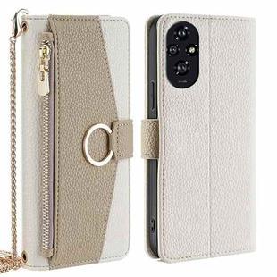 For Honor 200 5G Crossbody Litchi Texture Leather Phone Case(White)