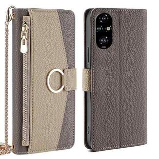 For Honor 200 Pro 5G Crossbody Litchi Texture Leather Phone Case(Grey)