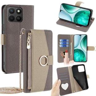 For Honor X8c 4G Crossbody Litchi Texture Leather Phone Case(Grey)