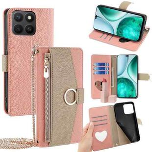 For Honor X8c 4G Crossbody Litchi Texture Leather Phone Case(Pink)