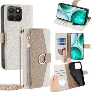 For Honor X8c 4G Crossbody Litchi Texture Leather Phone Case(White)