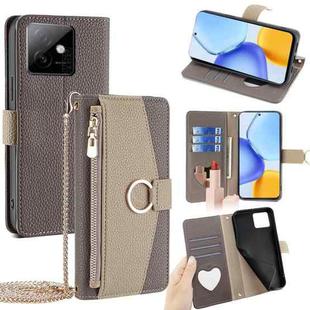 For Honor X60 GT 5G Crossbody Litchi Texture Leather Phone Case(Grey)