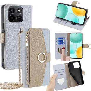 For Honor X6c 4G Crossbody Litchi Texture Leather Phone Case(Blue)