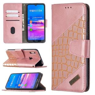 For Huawei Y6(2019) Matching Color Crocodile Texture Horizontal Flip PU Leather Case with Wallet & Holder & Card Slots(Rose Gold)