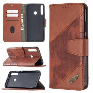 For Huawei Y7P Matching Color Crocodile Texture Horizontal Flip PU Leather Case with Wallet & Holder & Card Slots(Brown)