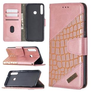 For Huawei Y7P Matching Color Crocodile Texture Horizontal Flip PU Leather Case with Wallet & Holder & Card Slots(Rose Gold)