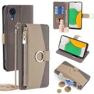 For Samsung Galaxy A03 Core Crossbody Litchi Texture Leather Phone Case(Grey)