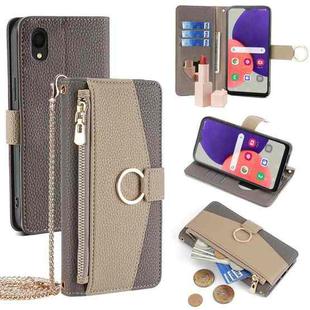 For Samsung Galaxy A22 5G JP Version Crossbody Litchi Texture Leather Phone Case(Grey)