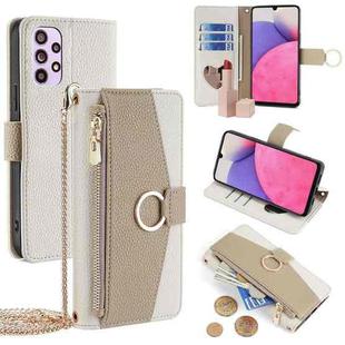 For Samsung Galaxy A33 5G Crossbody Litchi Texture Leather Phone Case(White)