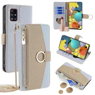 For Samsung Galaxy A51 5G Crossbody Litchi Texture Leather Phone Case(Blue)