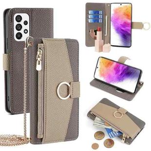For Samsung Galaxy A73 5G Crossbody Litchi Texture Leather Phone Case(Grey)