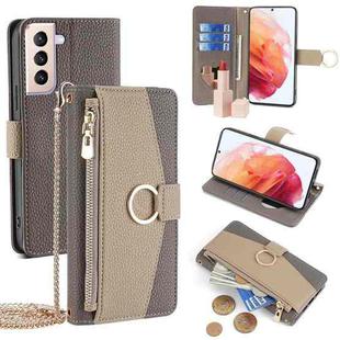 For Samsung Galaxy S21 5G Crossbody Litchi Texture Leather Phone Case(Grey)