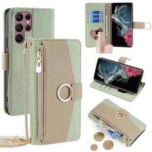 For Samsung Galaxy S22 Ultra 5G Crossbody Litchi Texture Leather Phone Case(Green)