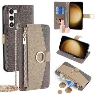 For Samsung Galaxy S23+ 5G Crossbody Litchi Texture Leather Phone Case(Grey)