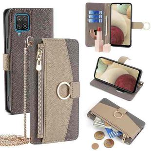 For Samsung Galaxy A12 Crossbody Litchi Texture Leather Phone Case(Grey)