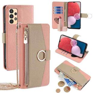 For Samsung Galaxy A13 4G Crossbody Litchi Texture Leather Phone Case(Pink)