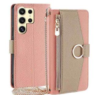 For Samsung Galaxy S24 Ultra 5G Crossbody Litchi Texture Leather Phone Case(Pink)