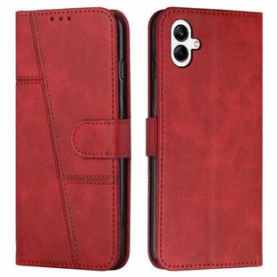 For Samsung Galaxy A05 Stitching Calf Texture Buckle Leather Phone Case(Red)