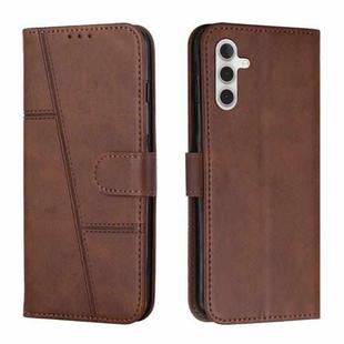 For Samsung Galaxy S24+ Stitching Calf Texture Buckle Leather Phone Case(Brown)