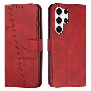 ForSamsung Galaxy S24 Ultra Stitching Calf Texture Buckle Leather Phone Case(Red)