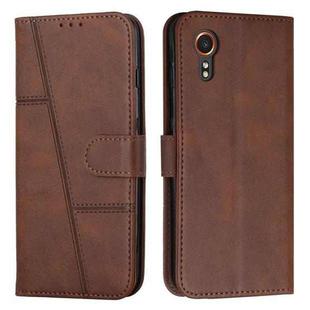 For Samsung Galaxy Xcover 7 Stitching Calf Texture Buckle Leather Phone Case(Brown)