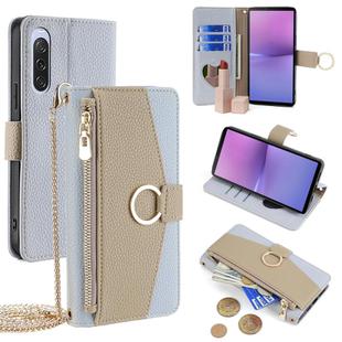 For Sony Xperia 10 V Crossbody Litchi Texture Leather Phone Case(Blue)