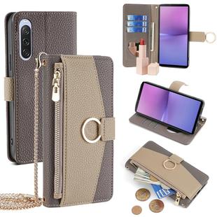 For Sony Xperia 10 V Crossbody Litchi Texture Leather Phone Case(Grey)