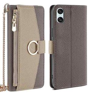 For Sony Xperia 10 VI Crossbody Litchi Texture Leather Phone Case(Grey)