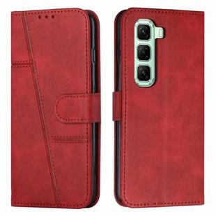 For Infinix Hot 50 Pro 4G Stitching Calf Texture Buckle Leather Phone Case(Red)