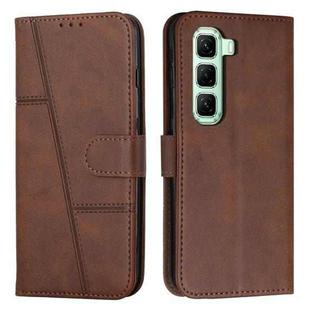 For Infinix Hot 50 Pro 4G Stitching Calf Texture Buckle Leather Phone Case(Brown)