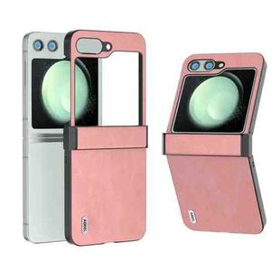 For Samsung Galaxy Z Flip5 ABEEL Three-stage PU Leather Black Edge Phone Case(Pink)