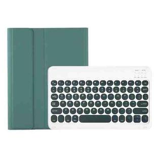 For Samsung Galaxy Tab A9+ X210/X215/X215 YA09B Candy Color TPU Round Keycap Bluetooth Keyboard Leather Case with Pen Slot(Dark Green)
