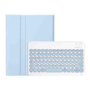 For Samsung Galaxy Tab A9+ X210/X215/X215 YA09B Candy Color TPU Round Keycap Bluetooth Keyboard Leather Case with Pen Slot(Ice Blue)