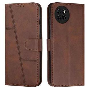 For itel S23 Stitching Calf Texture Buckle Leather Phone Case(Brown)