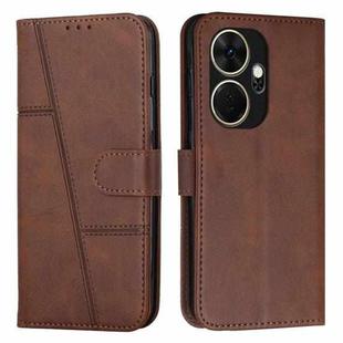 For itel P55+ Stitching Calf Texture Buckle Leather Phone Case(Brown)