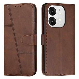 For itel A80 Stitching Calf Texture Buckle Leather Phone Case(Brown)